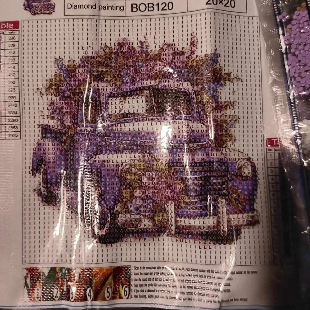 Purple and Gold Diamond Painting Kit 20x20